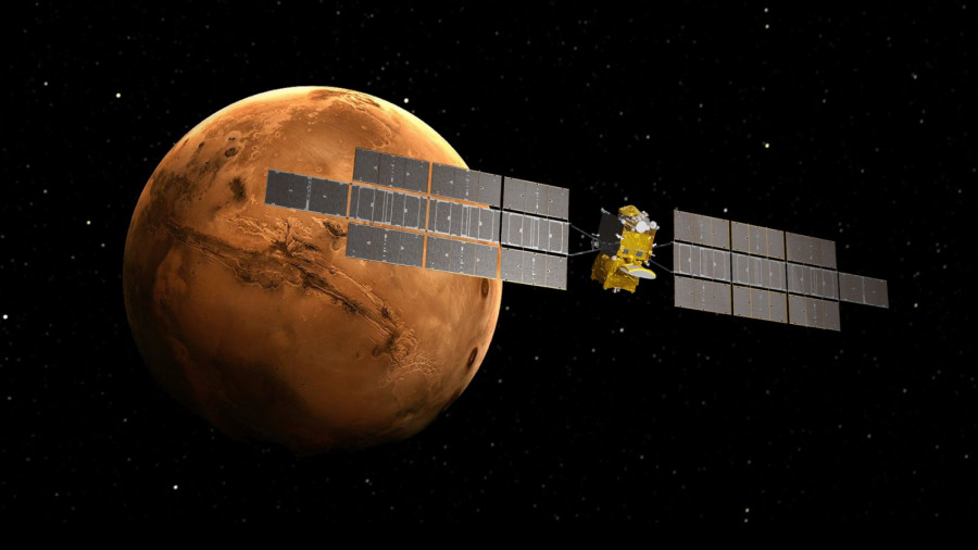 Ilustración del Orbitador de Retorno a la Tierra ERO en la órbita de Marte. Foto Airbus