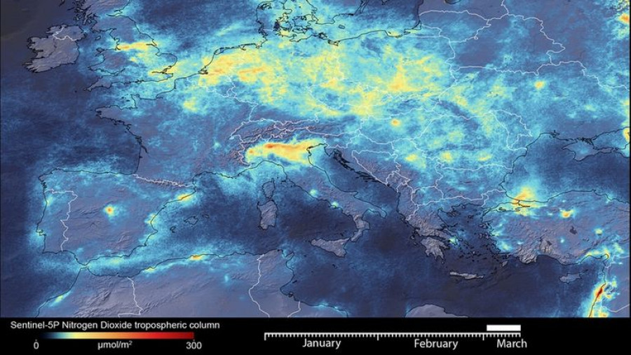 Animación de la contaminación en Italia. Vídeo ESA.