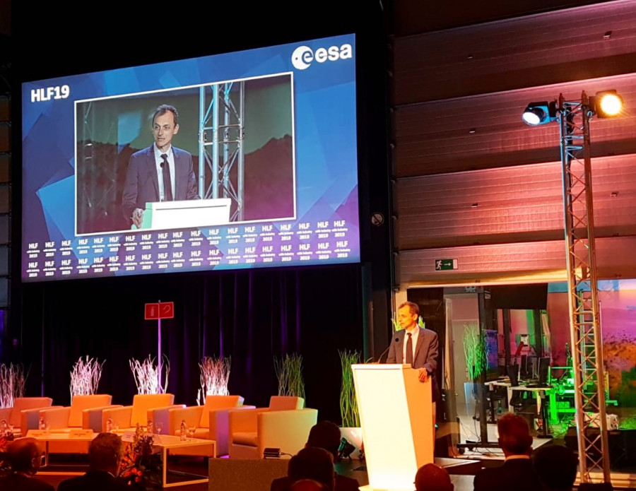 Pedro Duque en la conferencia anual ESA. Foto Ministerio de Ciencia.