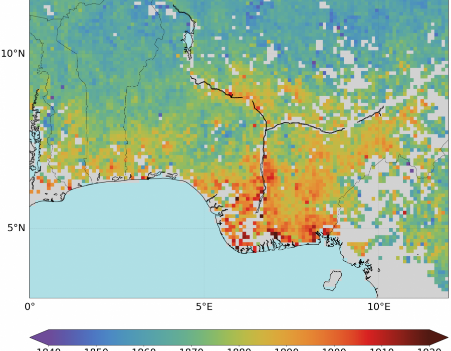 Mapa de metano en Nigeria. Foto ESA.