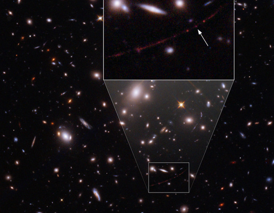 Imagen de Earendel captada por el Hubble. Fuente ESA