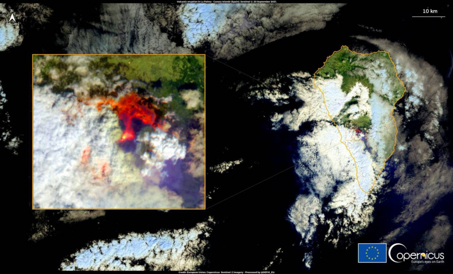 Imágenes del volcán desde el espacio. Foto ESA.