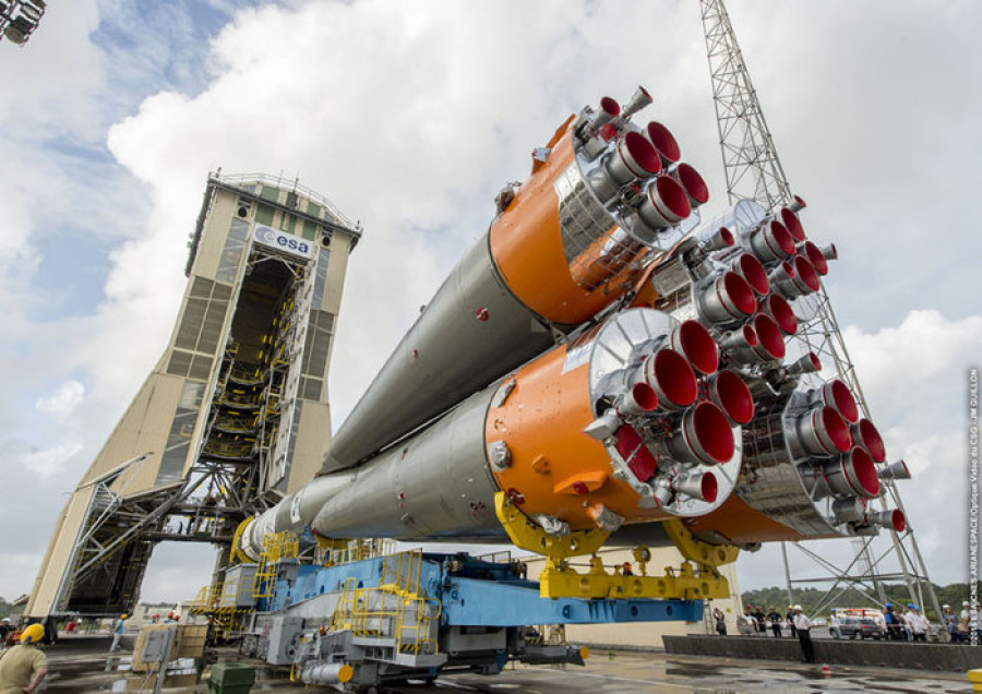 Soyuz ruso en Kurú. Foto ESA.