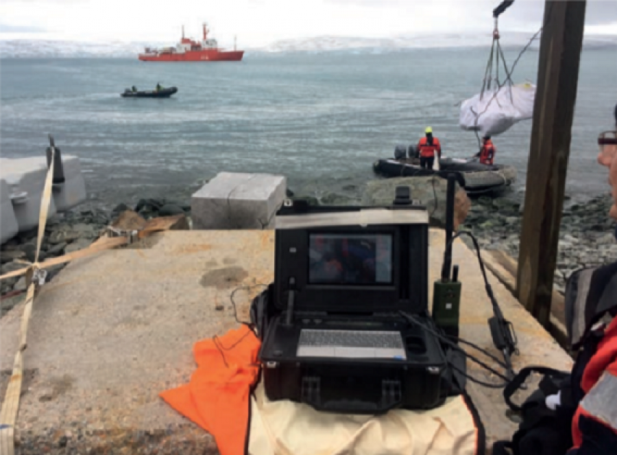 Pruebas de la Armada con Galileo PRS en la Antártida. Foto Ministerio de Defensa