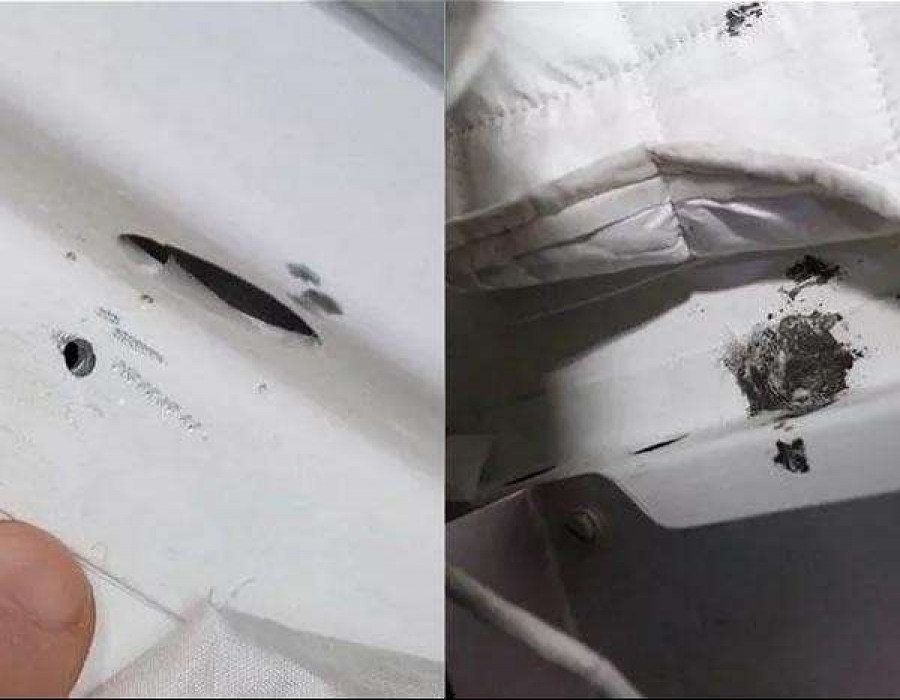 Fotos de los agujeros en la Soyuz. Foto Roscosmos.