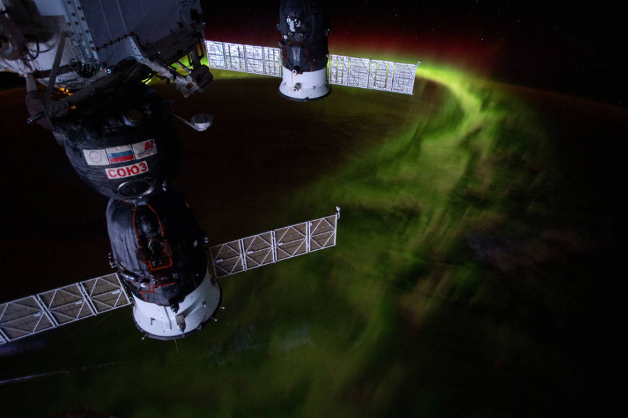La aurora austral vista desde la ISS. Foto NASA