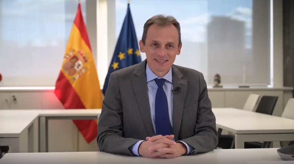 El ministro Duque durante su intervención en el Congreso. Foto  Congreso de Ingeniería Espacial