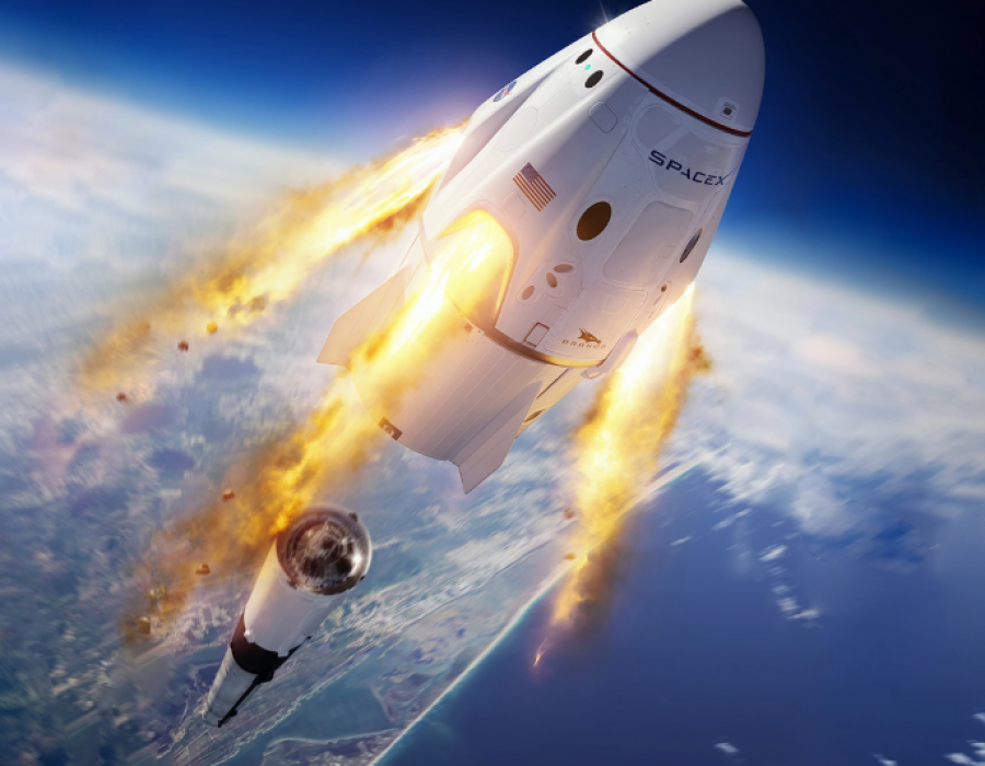 Cápsula Crew Dragon diseñada por SpaceX. Foto SpaceX