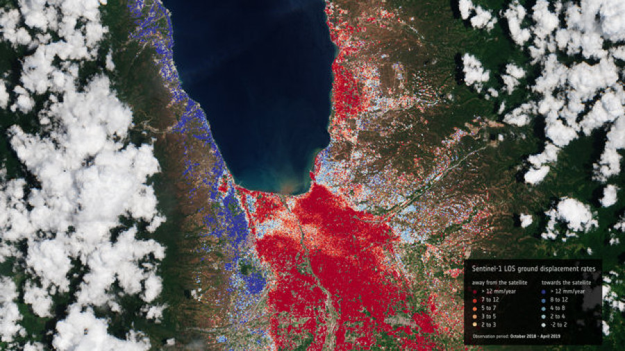 Palu desde el espacio. Foto ESA.