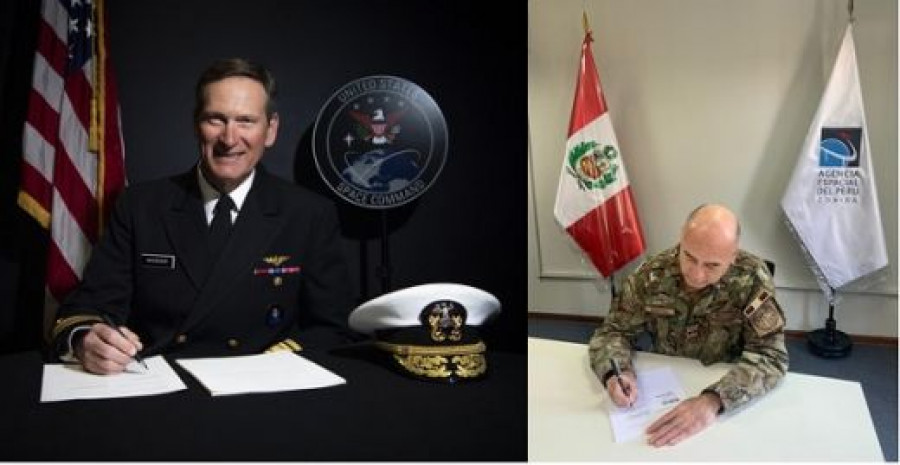 Firma del convenio entre la Conida y el USSpaceCom. Foto Comando Espacial de EEUU
