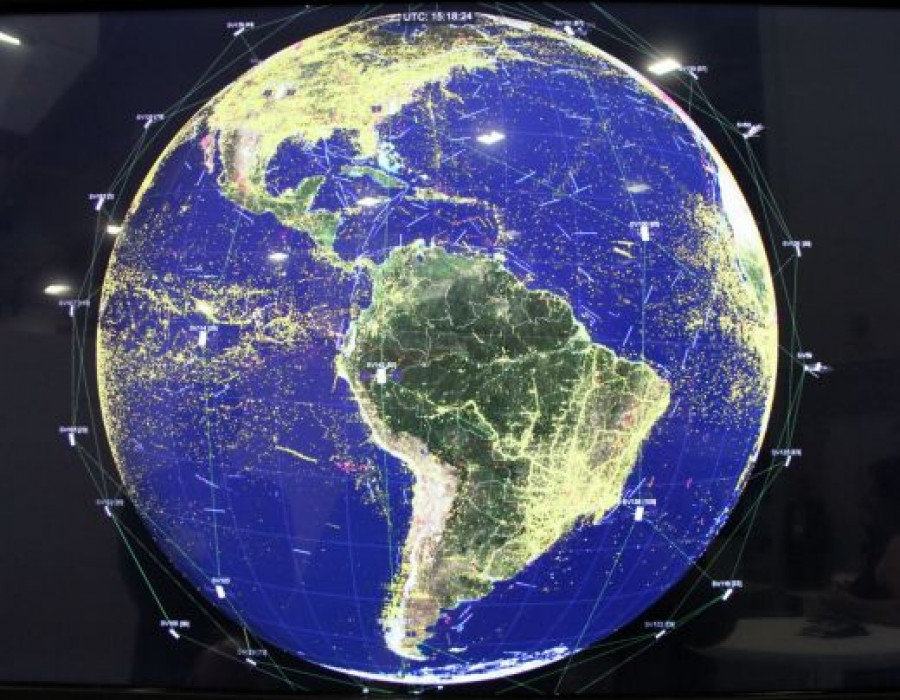 Mapa en tiempo real de terminales Iridium conectadas la semana pasada. Foto Gabriel Porfilio.