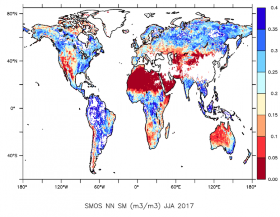 Mapa de SMOS. Foto ESA.