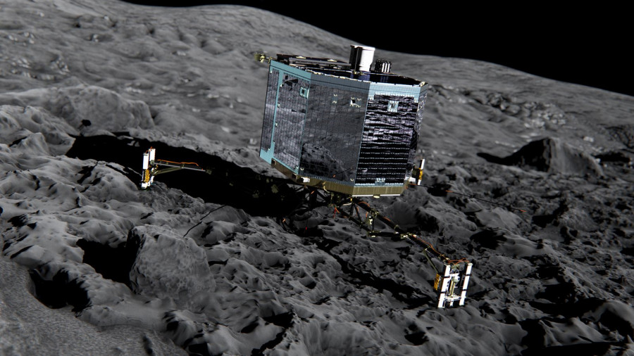 Philae on the comet Front view