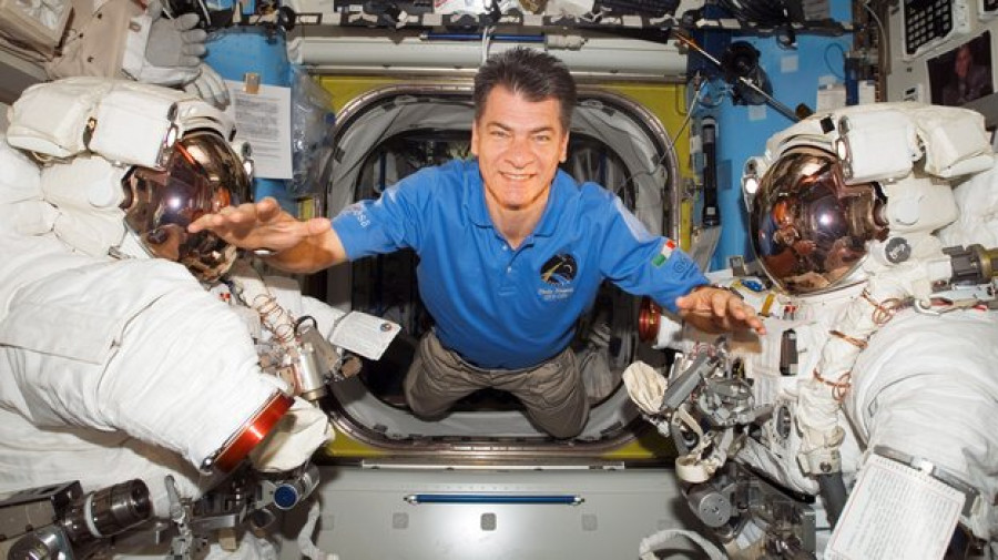 ESA astronaut Paolo Nespoli inside the Station s Quest Airlock large
