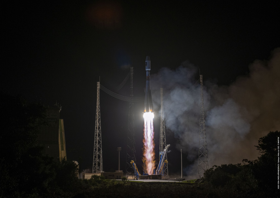 Lanzamiento del satélite Galileo el 5 de diciembre de 2021. Foto Euspa