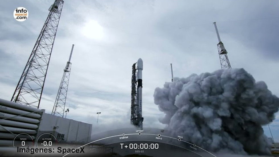 El satélite SES-22 fabricado por Thales Alenia llega a órbita en un cohete de SpaceX
