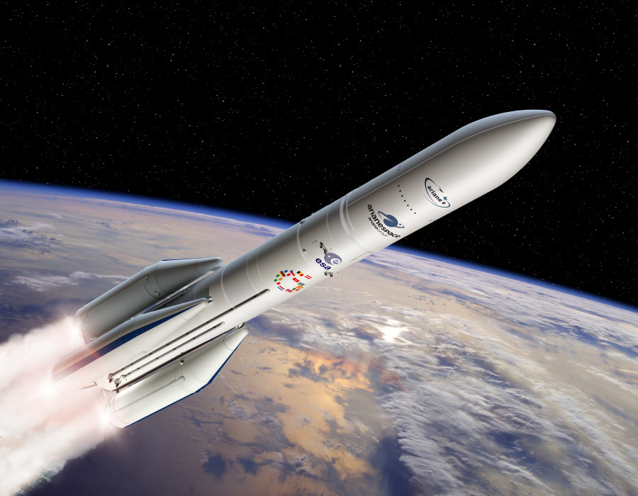 Artist s view of the configuration of Ariane 6 using four boosters A64