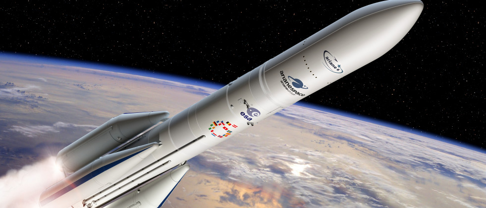 Artist s view of the configuration of Ariane 6 using four boosters A64