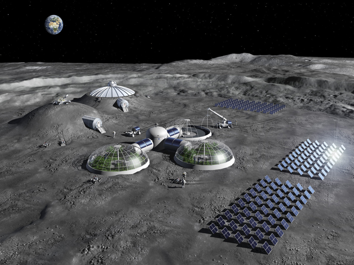 ESA Moon Base Artist impression of a Moon Base concept pillars