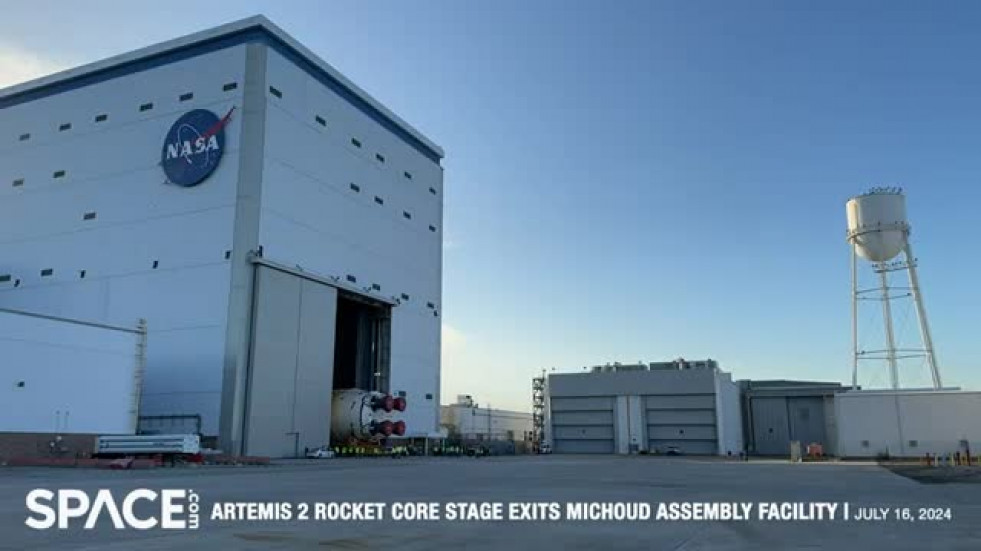 NASAs Artemis 2 moon rockets core stage exits assembly facility