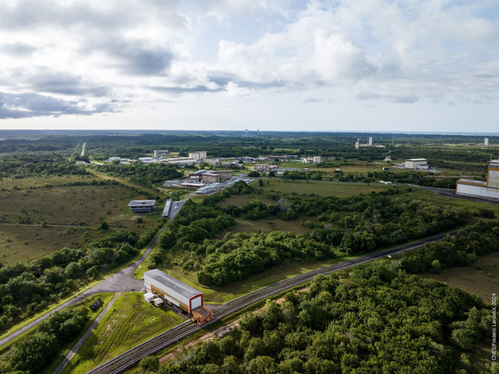 Europe s Spaceport in French Guiana with Vega C and Ariane 6 launch facilities in the background pillars